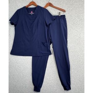 Natural Uniforms Modern Fit Cool Stretch Scrub Set Medium Navy Blue Jogger